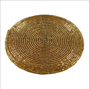 CREATIVE HANDMADE ROYAL GOLDEN ROUND <b>GLASS</b> BEAD PLACE-<b>MAT</b> RUNNER <b>TABLE</b> <b>MAT</b> SIMPLE & ATTRACTIVE LOOK at BEST PRICE - Product Image 5