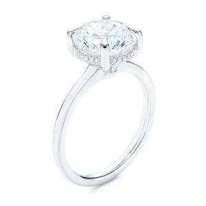 Anillo de compromiso de solitario de oro de 14K a la moda, diseño de Halo oculto, ajuste de incrustaciones de moissanita incolora, fiestas de estilo clásico - Product Image 2