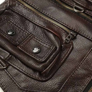 Último Venta caliente al por mayor precio de calidad superior Super Rider Chaleco de cuero de la motocicleta Chaleco de motorista de cuero de los hombres - Product Image 6