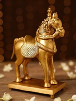 Statuette d'éléphant en laiton majestueux, sculpture artisanale pour bureau, table d'appoint, couloir, cheminée, œuvre d'art décorative moderne