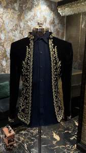 2025 @ Trendy Men's Custom Stylish Black Blazer Suits con cuentas de cristal adornadas, Dabka Work para boda/fiesta - Product Image 2