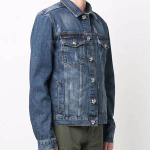 Venta caliente Hombres Stand Collar Jeans Jacket High Street Style Ropa de invierno hecha a medida Venta al por mayor disponible - Product Image 6