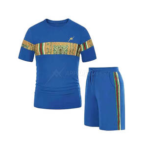 Dernier été mode décontracté couleur unie hommes T-Shirt ensembles courts séchage rapide respirant tricoté tissu couleur personnalisée et Logo - Product Image 1