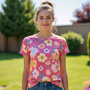 Último diseño niñas Camisetas Mujer moda Tops de Pakistán Casual sublimación camiseta verano mujeres impresas camisetas - Product Image 2