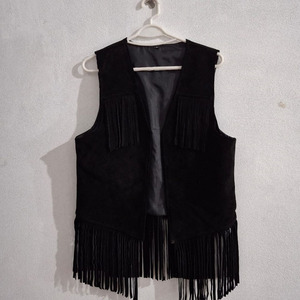 Por encargo de diseño único sin mangas de hueso con cuentas de estilo vaquera chalecos de cuero - Product Image 1