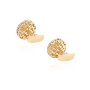 Imperial <b>Gold</b> <b>Cufflinks</b> with Diamond and Pearl for Wedding Gift - Product Image 3