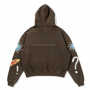 Sweat à capuche vintage streetwear pour homme, imprimé en relief, motif squelette personnalisé, polaire hiver épais - Product Image 2