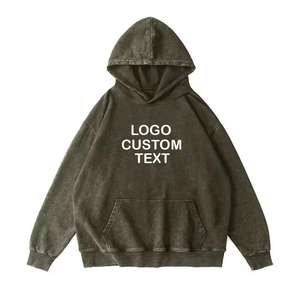 Hip Hop Heavyweight 100% Coton Polaire Surdimensionné Blanc Vintage Acid Wash Hoodie Logo Personnalisé Hoodies - Product Image 4