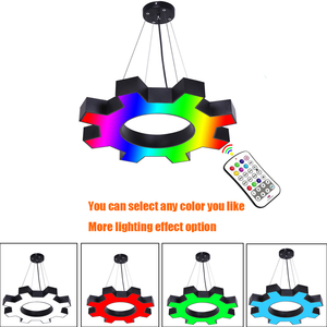 RGB <span class=keywords><strong>LED</strong></span> Trần Đèn IR điều khiển từ xa 7 màu có thể thay đổi <span class=keywords><strong>LED</strong></span> bóng đèn bánh hình RGBW Mặt dây chuyền Đèn chùm có nghĩa là cũng điện - Product Image 3