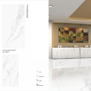 90x180cm Statuario Soft GVT Azulejos Mármol Grano Brillante 9mm Pared Piso Foshan Diseño Porcelana y Cerámica Azulejos - Product Image 1