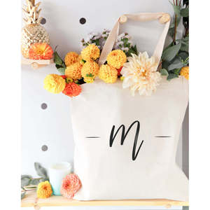 Personalized Open Closure Monogram Cotton Canvas Tote Bag with Solid Color Pattern - Product Image 4