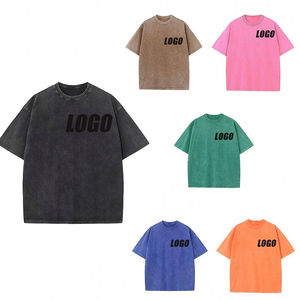 Camiseta de lavado ácido de alta calidad con serigrafía, ropa de calle lisa, camisetas Vintage, venta al por mayor, camiseta negra de lavado ácido transpirable - Product Image 1