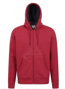 Sweat à capuche léger pour homme en mélange de coton et de polyester rouge personnalisé Doublure polaire Borg pour une chaleur supplémentaire Confortable pour l'hiver - Product Image 5