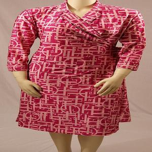 Casual Floral Print Cotton Lace Top for Plus Size Women V Neckline Short Sleeve <b>Cover</b>-<b>Up</b> Dress - Product Image 5