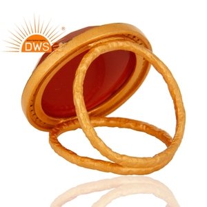 Hot Selling Sterling <b>Silver</b> 18K Gold Plated Natural Cz And Red Onyx Gemstone <b>Statement</b> <b>Ring</b> Custom Jewelry Manufacturer - Product Image 3