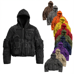 Vêtements de rue, jeans 100% coton, veste à capuche, sac personnalisé, style poche, sweat-shirts multi-usages, sweat-shirts unis, veste - Product Image 1
