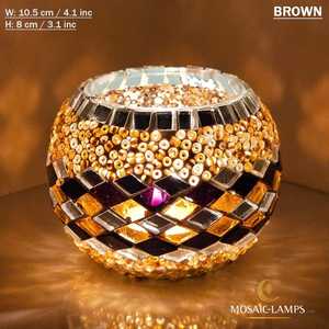 เชิงเทียนโมเสกแบบตุรกี ทำด้วยมือจากแก้ว สำหรับตกแต่งโยคะ งานฝีมือจาก The Craft Exim - Product Image 5