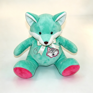 Peluche renard vert menthe personnalisée, adorable peluche renard, peluche renard avec nœud blanc, peluche renard assis, peluche renard douce. - Product Image 4