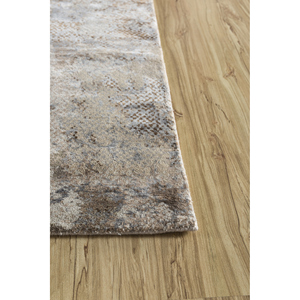 พรมขนสัตว์และไหมไผ่ถักมือสีเบจและสีน้ำตาล รุ่น Unstring Srb(705) สำหรับห้องนั่งเล่นและห้องนอนวัยรุ่น ลายแบบนามธรรม - Product Image 4