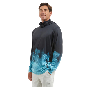 Chemise de pêche à manches longues à capuche pour hommes UPF50+ avec masque facial, protection solaire, impression par sublimation, évacuation de l'humidité, vente en gros OEM - Product Image 4