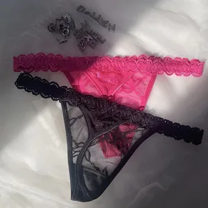 Nombre personalizado 2 unid/set letras de diamantes de imitación Cadena de cintura para mujer chica Sexy encaje String Bikini personalizar calzoncillos novia - Product Image 3