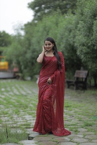 La plus belle et la plus attrayante georgette, lourde séquence, saree de travail avec blouse pièce indienne, vêtements pour femmes, pas cher, prix bas, vente en gros - Product Image 4