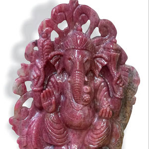 Rodonita natural Ganesh Piedra preciosa Ganesha Entrada Estatua Ganesh Escultura Tamaño grande Ganesha Regalo de inauguración de la casa Decoración para el hogar - Product Image 1
