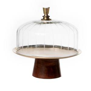Designer Golden <b>Cake</b> Stand with <b>Glass</b> <b>Dome</b> Elegant <b>Cake</b> Pastry Tray for Enhancing Party Decor - Product Image 2