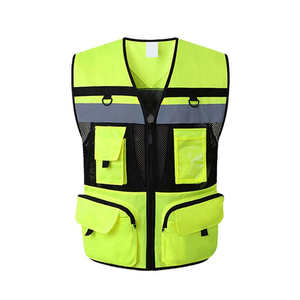 Gilet de sécurité industriel avec fermeture éclair, gilet de sécurité réfléchissant personnalisé, 100% polyester respirant, séchage rapide, vêtements de sécurité haute visibilité - Product Image 4