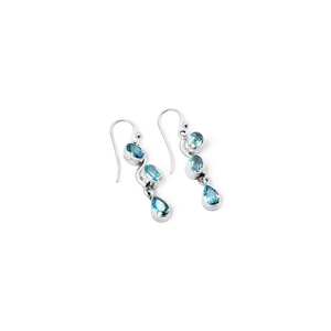 Boucles d'oreilles élégantes en argent sterling 925 avec pierre précieuse naturelle pour topaze bleue suisse coupe mixte à facettes pour les fêtes et les mariages - Product Image 2