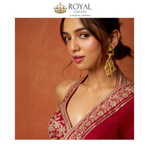 Sari de Tela de Seda Satén Fandy con Bordado, Estilo Clásico de Diseñador, Ropa India, Venta Directa de Fábrica - Product Image 2