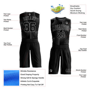 Uniformes de Baloncesto Personalizados Unisex de Alta Calidad, Nuevo Diseño, Sublimados, Transpirables, Antibacterianos, Anti-UV, 100% Tallas Grandes - Product Image 5