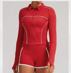 Ensembles de yoga et shorts cyclistes taille haute pour femmes, tenues d'entraînement 2 pièces personnalisées pour femme, vêtements de sport de course, soutien-gorge de sport dos nu - Product Image 4