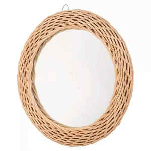 Miroir en rotin vietnamien écologique tissé à la main décor mural contemporain moderne élégant pour la maison salle de bain maquillage Accents faits à la main - Product Image 1
