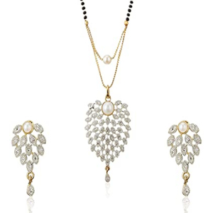 Mangalsutra en diamant taille marquise en forme de feuille pour les occasions de mariage - Product Image 1