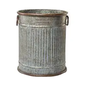 Custom Logo High Quality <b>Galvanized</b> Bucket Round <b>Tub</b> Deep Metal Handle For Plant Flower Rustic Finished Metal Planter - Product Image 1