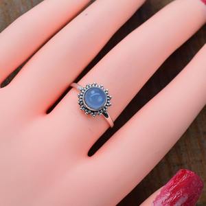 แหวนเงินทำด้วยมือสไตล์ Boho เครื่องประดับ925เงินแท้พลอยคาลเซโดนีเครื่องประดับแหวนแนวโน้มสำหรับผู้หญิงของขวัญสำหรับผู้หญิงสำหรับเธอ - Product Image 3