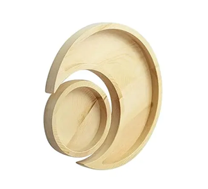 Plateau de service alimentaire en bois rustique de qualité supérieure en forme de croissant de lune et d'étoile pour l'Aïd et le Ramadan, utilisé pour servir les plats - Product Image 2