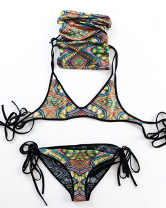 Premium 200 GSM polyester spandex pink camo <b>bikini</b> <b>set</b> triangle tie side embroidered logo Women <b>Bikini</b> <b>Set</b> - Product Image 2