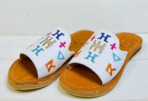 Moroccan Genuine Leather Babouche <b>Slippers</b> Women Single Strap Open Toe Geometric Pattern <b>Summer</b> Breathable Lightweight Flats Bow - Product Image 5