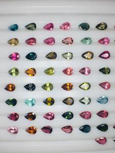 Tourmaline naturelle multi-couleurs, taille poire, certifiée IGI, qualité AAA, tailles 7*5 mm, parfaitement calibrée, pour la fabrication de bijoux - Product Image 2