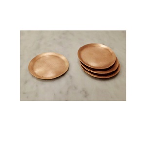 Posavasos de piedra de cobre natural y bebidas artesanales Posavasos de mármol blanco redondo de vino con uso artesanal - Product Image 4