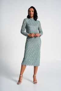 Luxury Exquisite <strong>Plus</strong> <strong>Size</strong> <strong>Prom</strong> <strong>Dress</strong> Long Sleeve Elegant High Neck Beaded Decorated Party Gown Classic Knee -Length Embroidery - Product Image 4