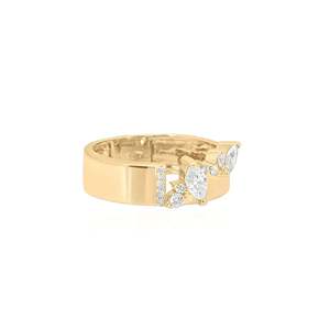 แหวนเพชรทรงมาร์คีส์และทรงรีทองคำ 14k - เครื่องประดับอัญมณีแบบฝังแบบซ่อน - Product Image 2