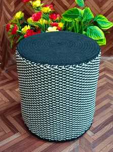 TEJIDO DE YUTE FORMA REDONDA SESIÓN NEGRO NATURAL POUFS DECORATIVO TAMAÑO Y FORMAS PERSONALIZADOS PARA HOGAR HOTELES RESTAURANTES - Product Image 5