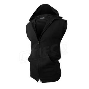 <b>Men's</b> Casual Winter <b>Sleeveless</b> <b>Hoodie</b> with Long Sleeves Simple Design Hooded Collar Pattern Type Solid Material Polyester/Cotton - Product Image 1