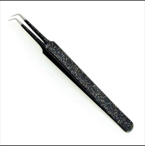 Haute qualité couleur noire 45 90 degrés L forme fibre pointe pince à épiler Extension de cils pince à épiler Volume pince à épiler Extension de cils - Product Image 5