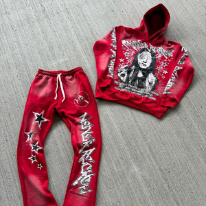 ชุดวอร์มผ้าฝ้ายมีฮู้ดสำหรับทั้งชายและหญิงชุดวอร์มพิมพ์ลายสไตล์วินเทจแอซิดไซส์ใหญ่พิเศษโลโก้ตามสั่งฤดูร้อน - Product Image 6