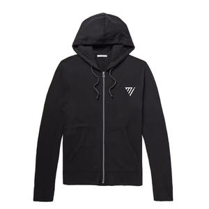 Pull à capuche unisexe en molleton de coton avec nouveau design, logo personnalisé, fermeture à glissière avant, noir et uni pour hommes et femmes - Product Image 1