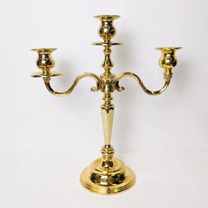 เชิงเทียน3แขนวินเทจแบบทันสมัยสีทองเงางามงานหัตถกรรมสำหรับตกแต่งโต๊ะงานแต่งงาน - Product Image 1